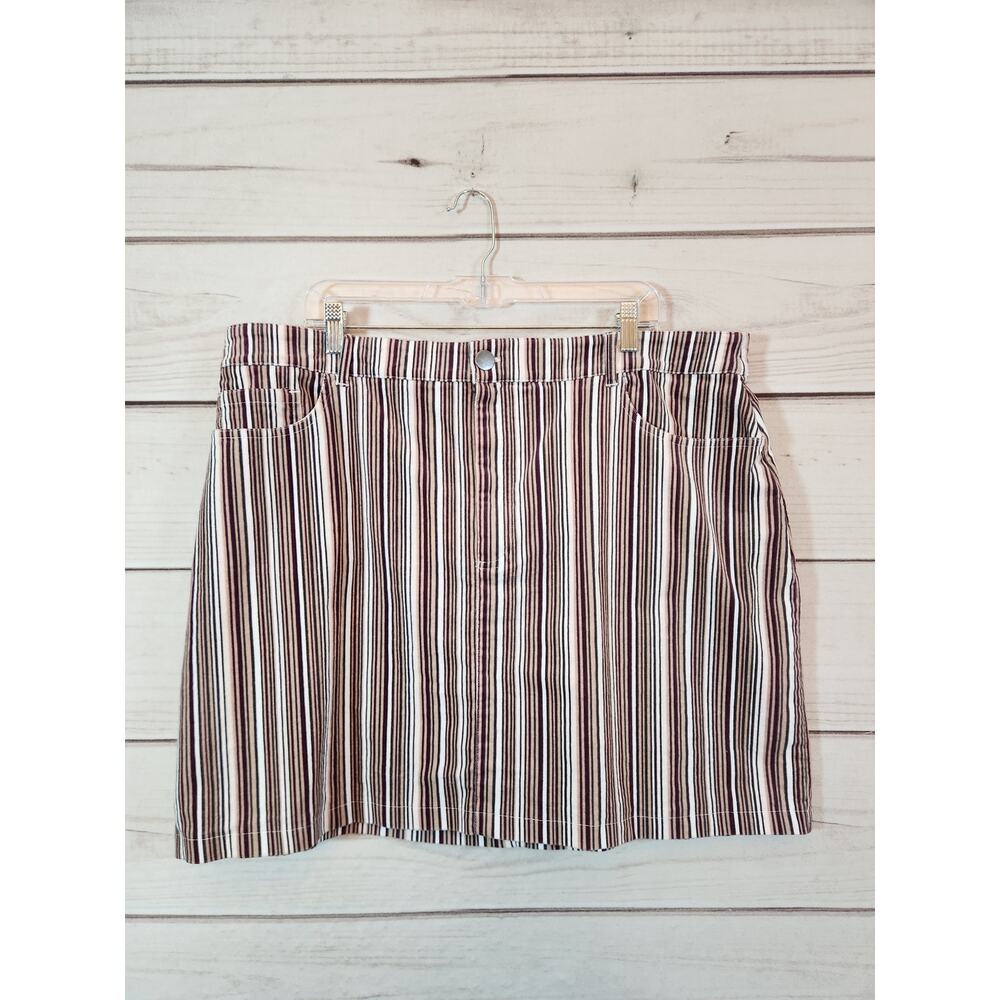Forever 21 Womens Multicolor Striped Cotton Stretch Corduroy Mini Skirt Size 2X